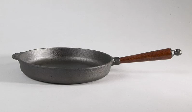 Poele Sauteuse Fonte Ø 28 Cm - Poignée Hêtre