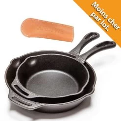 Lot Poêles Fonte 20 Et 28 Cm + Manchon Protection