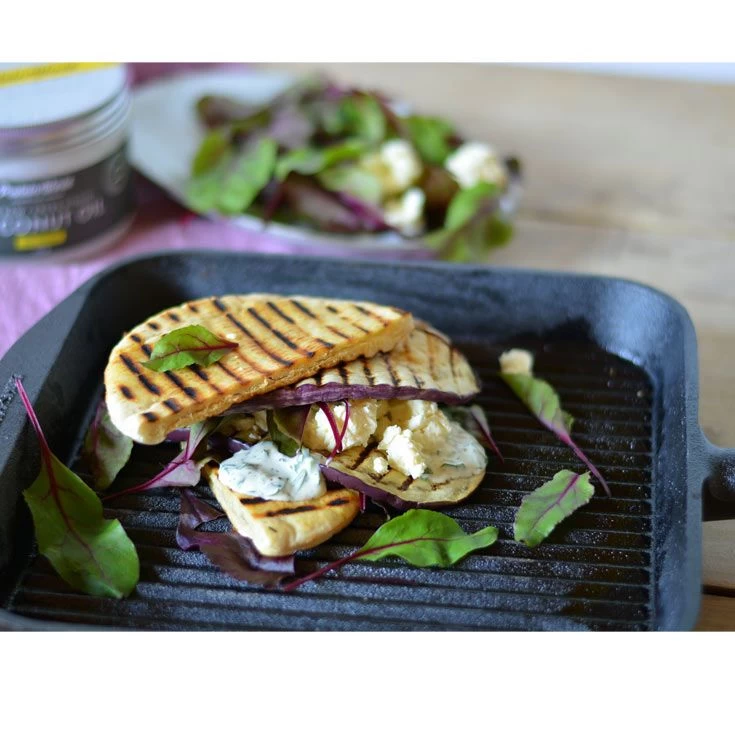 Poêle Grill Carrée 24x24 Cm - Poignée Hêtre – Image 2