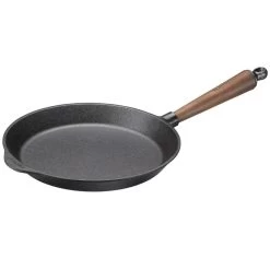 Poele A Frire En Fonte Ø 28 Cm- Poignée Noyer