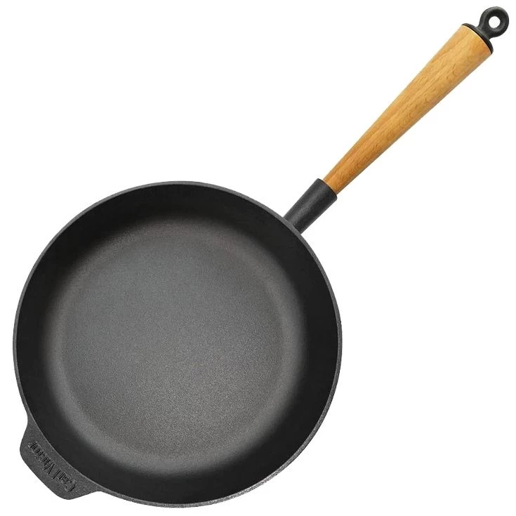 Sauteuse Fonte Ø 28 Cm - Poignée Hêtre Clair – Image 3