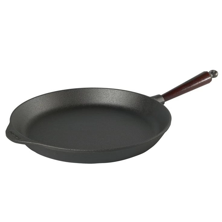 Poele A Frire En Fonte Ø 34 Cm - Poignée Hêtre – Image 3