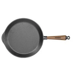Poele A Frire En Fonte Ø 34 Cm - Poignée Noyer