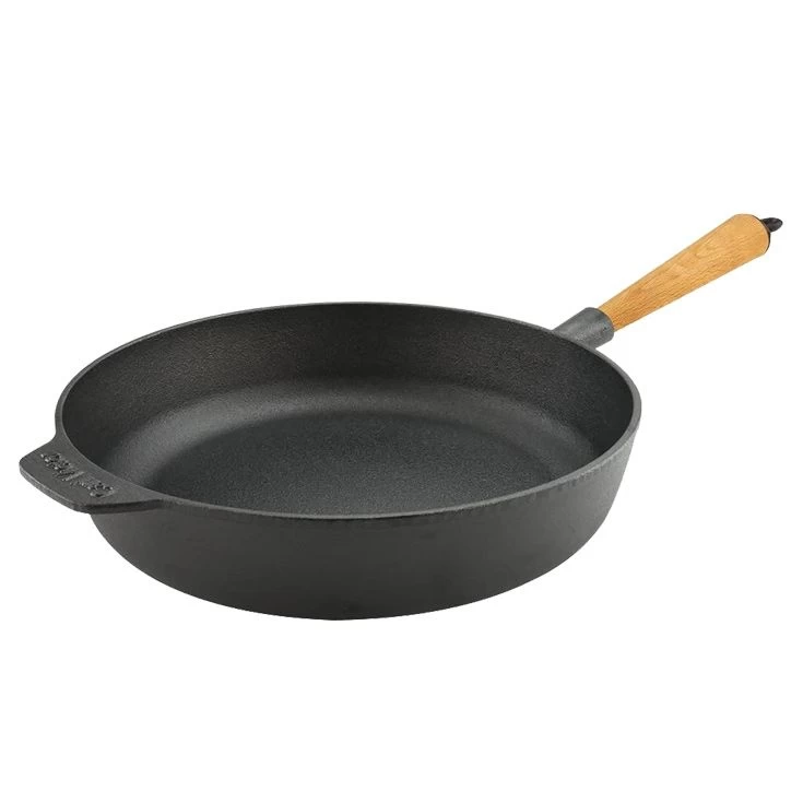 Sauteuse Fonte Ø 28 Cm - Poignée Hêtre Clair – Image 2