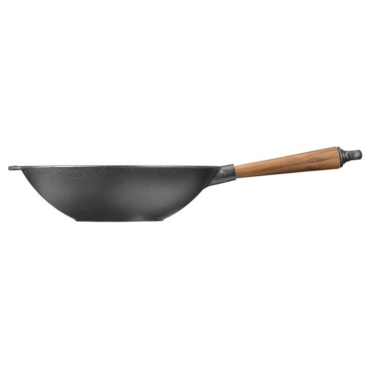 Poele Wok En Fonte Ø32 Cm - Poignée Noyer – Image 5