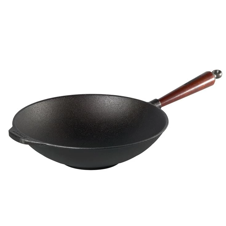 Poele Wok En Fonte Ø 30 Cm - Poignée Hêtre – Image 7